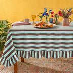 Tudomro Striped Tablecloth, Rectangle, Dark Brown, Blue, 84'' X 60'' by Tudomro