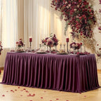 Partisky Burgundy Polyester Table Skirt for Rectangle Tables 17ft, Wrinkle Resistant Pleated Ruffle Table Cloth for Banquet Wedding Trade Baby Shower Display Gift Dining Table - Image 2