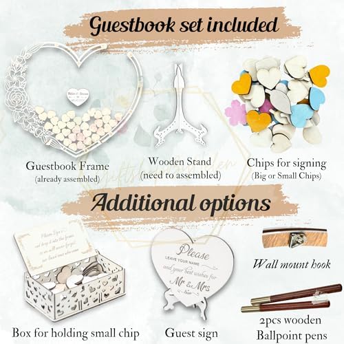 Wedding Guest Book Alternative, Drop Top Frame with Hearts, Rustic Wedding - Image 6