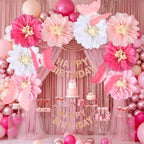 Havawish 16 Pcs Giant Pink Butterfly & Daisy Paper Flowers Hanging Set - Image 4