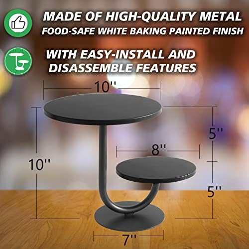 2 Tier Cake Stand, Metal Cupcake Stand Dessert Display Trays of 10/8 Inch, Tall Cake Stand for Wedding, Baby Shower, Home Decor, Throw Events and Parties (Matte Black) - Image 2
