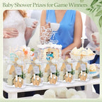 Honeydak 49 Pcs Baby Shower Prizes for Game Players 6 Set Cheese Board Fork Knives Coaster Towel Artificial Potted Plant Thanks Card Gift Bag for Baby Bridal Shower Wedding Favors(Square) - Image 5
