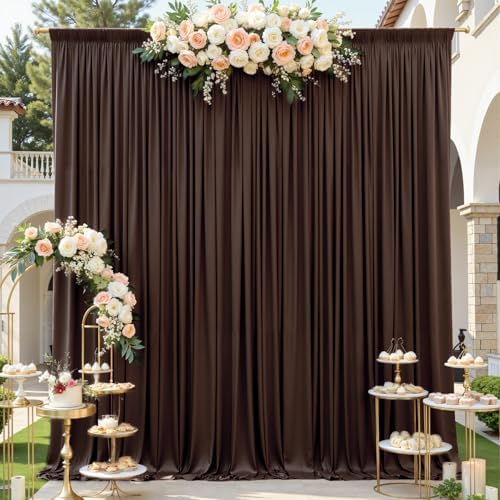 gogoparti 50x12ft Brown Backdrop Curtain for Wedding Parties, 10 Panels (5x12 ft Each) Wrinkle-Free Dackdrop Curtains, Silky Draping Fabric for Birthday Party, Baby Shower, Photo Background - Image 2