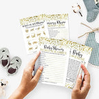 Hadley Designs 25 Gold Word Scramble For Baby Shower, 25 True Or False Game, 25 Baby Animal Matching, 25 Nursery Rhyme Game - 4 Double Sided Cards Baby Shower Ideas, Baby Shower Party Supplies - Image 2