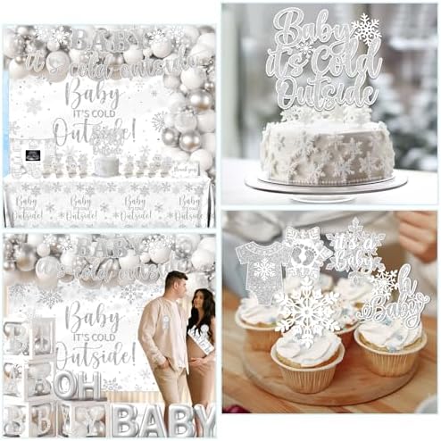 Baby It’s Cold Outside Baby Shower Decorations - 211Pcs Silver Snowflake Winter Wonderland Balloon Arch Garland Set,Christmas Winter Baby Shower Party Supplies - Image 3
