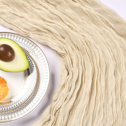 12 Pack 10Ft Beige Cheesecloth Table Runner 23 x 120 Inch - Image 5