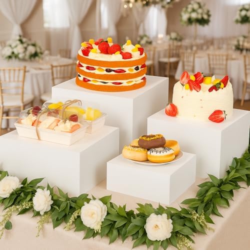 Geelin 8 Pack Acrylic Buffet Display Risers for Food Jewelry,White,Flat - Image 2
