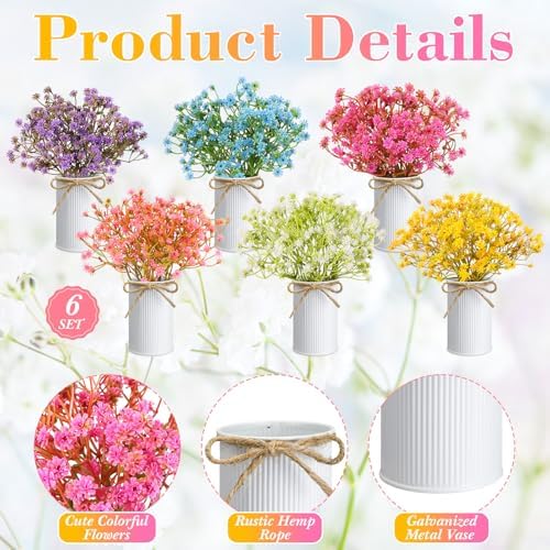 Wavwavw 6 Set Babys Breath Artificial Flowers Centerpieces for Tables - Image 5