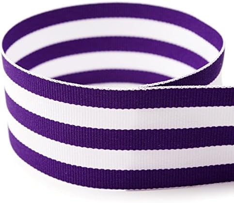 USA | American Made 5/8" Purple & White Taffy Striped Grosgrain Ribbon - 100 Yards by TheRibbonFactory%C2%AE