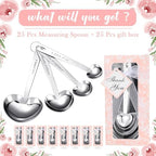 25 Set Pink Heart Shaped Measuring Spoons Stainless Steel, Elegant - Image 2