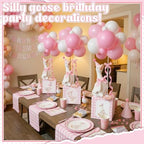 6 Sets Pink Silly Goose Birthday Decoration 15.7 Inch Soft Silly Goose Table Centerpiece Stuffed Animals with Balloon Boxes Hat Geese Plushies Table Decor for Birthday Party Favors - Image 3
