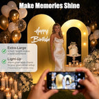 6FT Arch Backdrop with Stand, Light Set Wedding Birthday Party, GlossyGold - Image 6