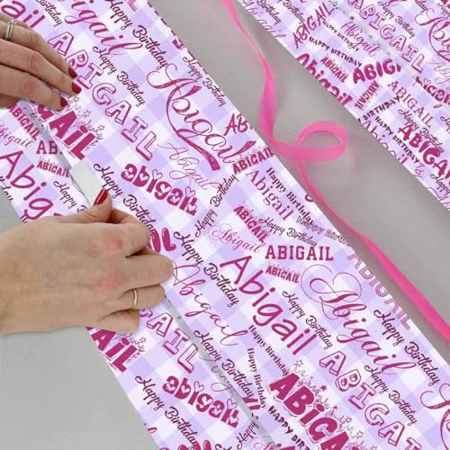 AOFUN Personalized Name Text Personalized Name Heart Cute Birthday Wrapping Paper Valentine Gift Wrapping Paper Christmas Wrapping Paper Thick 3 Rolls 58" x 23" - Image 4