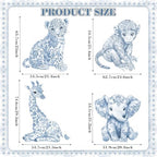 Honoson 4 Pcs 24.6" x 29.3" Large Blue Safari Toile De Jouy Baby Shower Decoration Cardboard Cutouts, Blue Floral Jungle Animal Yard Signs Standee for Wild One Birthday Party Supplies Gender Reveal - Image 2
