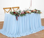 9ft Baby Blue Table Skirt Baby Shower Sheer Tablecloth for Rectangle or Round Table Dcoeration Chiffon Table Cloth for Party 2 Layer - Image 7