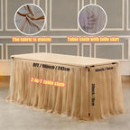 1-Pack Champagne 2-in-1 Tulle Tablecloth for 8-Foot Rectangular Table - Image 2