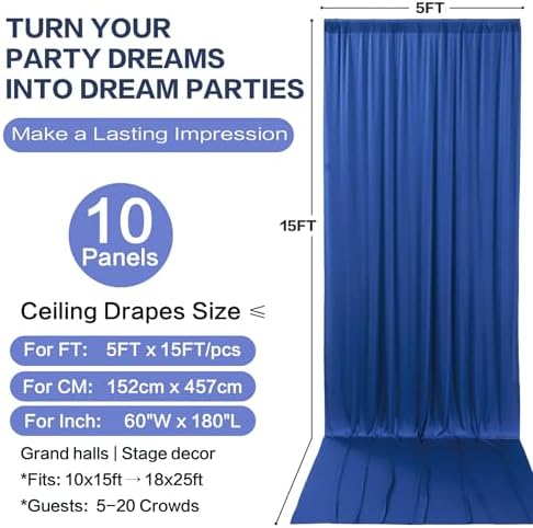 50ft×15ft Royal Blue Backdrop Curtain for Wedding Parties - Image 6