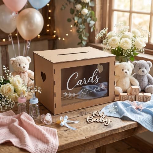Large Wooden Wedding Card Box for Grad Party Reception Table with 50 Cards - Image 5