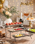 LAUCHUH 3 Tier Serving Trays for Party, Porcelain Dessert Party Display Set - Image 7