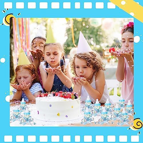 80 Pcs 3.5 Inch Baby Mini Milk Bottle Baby Shower Favor with Small Plastic Bear Candy Bottle with Ribbon for Boy Girl Newborn Baptism Party Decor (Blue) - Image 6