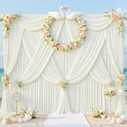 20x8ft Ivory Photo Backdrop Curtains for Parties Wedding Wrinkle Free Polyester Photoshoot Curtains Drapes Backdrop for Birthday Baby Shower Graduation Stage Photography Background 4 Panels 5x8FT by Suppromo