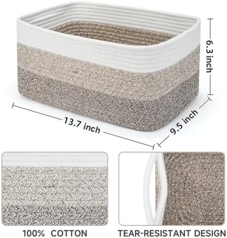 3 Pack Storage Baskets for Organizing, 13.7×9.5×6.3", Gradient Brown - Image 2