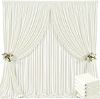 20ft x 10ft Ivory Backdrop Curtain for Wedding Ivory Wrinkle Free Backdrop Drapes Panels for Parties Baby Shower Bridal Shower Birthday Photo Photography Polyester Fabric Background Decoration by Suppromo