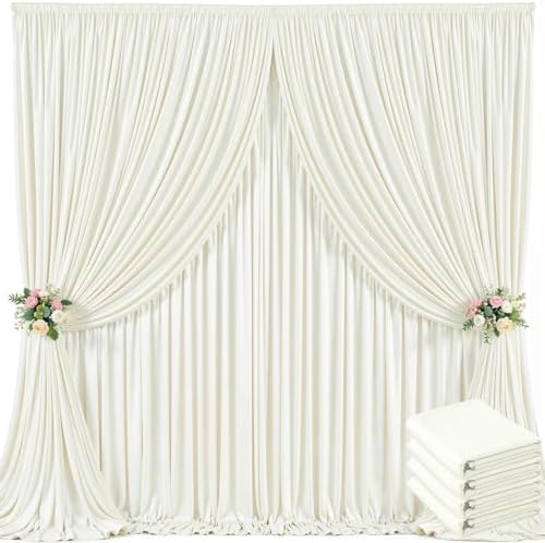 20ft x 10ft Ivory Backdrop Curtain for Wedding Ivory Wrinkle Free Backdrop Drapes Panels for Parties Baby Shower Bridal Shower Birthday Photo Photography Polyester Fabric Background Decoration by Suppromo