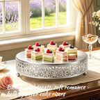 Cake Stand, Metal Round Cupcake Dessert Stand Cake Display Holder Cookies Fruit Serving Tray Decor for Wedding Party Birthday Baby Showers Anniversary (12 in, Matte Silver) - Image 3