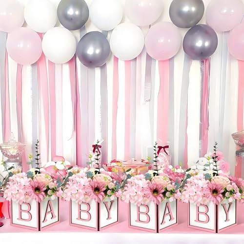 Wooden Baby Boxes for Baby Shower Party, Baby Shower Centerpieces for Table, Suitable for Gender Reveal or Baby Shower, (Pink,4Pack) - Image 3