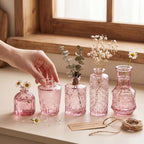 Clear Pink Glass Bud Vase Set of 24 Pcs,Small Bud Vases in Bulk,Glass Crystal Flower Vases Table Centerpieces for Party Event Wedding Decor Baby Shower Decorations (Pink, 24 Pcs) - Image 2