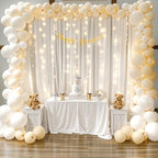 20ft x 10ft Ivory Chiffon Backdrop Curtain with Lights for Parties 4 Panels - Image 4