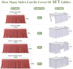 Partisky Rosy Pink Polyester Table Skirt for Rectangle Tables 17ft, Wrinkle Resistant Pleated Ruffle Table Cloth for Wedding Baby Shower - Image 6