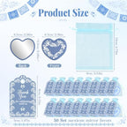 50 Set Cielito Lindo Mexican Baby Shower Party Favors, Heart-Shaped Mirrors with Organza Bags & Thank You Cards, Blue Talavera Party Gifts Bulk for Guests Bridal Shower Wedding Gender Reveal Party - Image 2