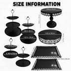 8 Pcs Cake Stands Set Metal Dessert Table Display Tiered Cupcake Holder Candy Donut Fruit Plate Cake Serving Tray Candlestick Display Treats Serving Tower for Wedding Birthday Party Decor (Black) - Image 3