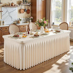 2 Packs Light Champagne Spandex Tablecloths for 8 Foot Rectangle Tables - Image 3