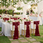 fani Burgundy Satin Chair Straps Bows,120 PCS 7x108 Inch,Chair Sash - Image 7