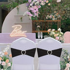 Black Chair Sashes 60 Pack Spandex Black Sashes for Chairs Universal Chair Sashes Bands with Heart Buckle Slider for Wedding Banquet Party Decorations - Image 7