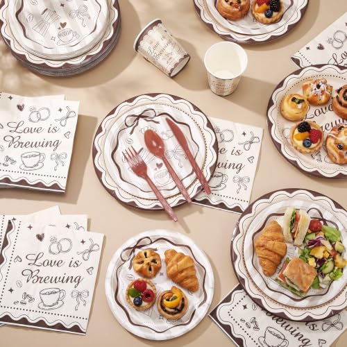 Ziliny 280 Pcs Love Is Brewing Bridal Shower Decorations Tableware Set - Image 4