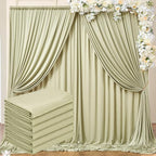 30 ft x 10 ft Wrinkle Free Light Green Backdrop Curtain for Parties, Thick Green Polyester Photo Backdrop Drapes for Baby Shower Wedding Engagement Birthday Party Backdrop Stand,5ft x 10ft 6 Panels by Outpain