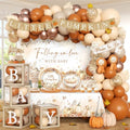 Fall Baby Shower Decorations, Little Pumpkin Baby Shower Decorations with Backdrop Little Pumpkins Plate and Napkins Backdrop Balloon Arch Box for Thanksgiving Fall Baby Shower by HAKOTI