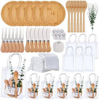 55Pcs Baby Shower Prizes for Game Winners 6 Sets Cheese Board Spoon Fork Butter Spreaders Plaid Towel Thank You Card and Gift Bags for Baby Shower Wedding Bridal Shower Favors (Round Shaped) by Rigibright