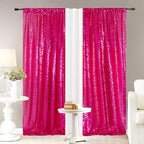 Eternal Beauty Hot Pink Sequin Backdrop Curtains, 4 Panels 2x8FT - Image 2