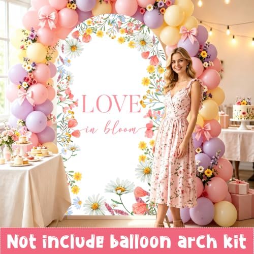Love in Bloom Bridal Shower Arch Backdrop Cover 7.2FT - Image 2
