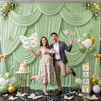 8 Panels Sage Green Backdrop Curtain for Parties Wrinkle Free Dark Green Photo Curtains Backdrop Drapes Fabric Decoration for Weding Baby Shower Birthday Party Photography 40ft(W) x 10ft(H) - Image 4