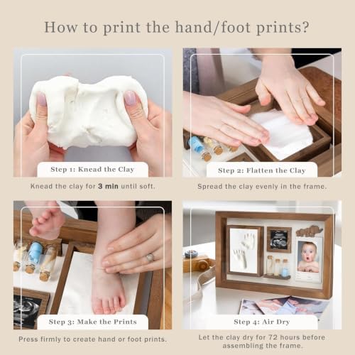 Baby Keepsake Box, Clay Baby Hand and Footprint Kit, Baby Picture Frame - Image 4
