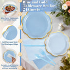 OuMuaMua 350Pcs Blue Paper Plates and Napkins Party Supplies for 50 Guests - Image 6