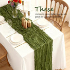 12 Pcs Olive Green Cheesecloth Table Runner 10Ft, Gauze Table Runners 21.5 x 120 inch,Semi Sheer Cheese Cloth Fabric Runner Bulk for Wedding,Party,Baby Shower,Bridal Shower - Image 3