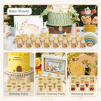 BGraceyy 126 Pcs 1.5 oz Mini Round Glass Honey Jars with Dippers, Gold Lids, Bee Stickers, Bee Charms, Gift Bags & Jute– Empty Small Honey Jars for Party Favors Bulk, Ideal for Baby Showers ＆ Weddings - Image 4