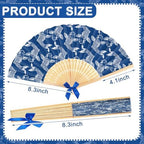 Roowest 36 Pcs Blue and White Folding Fans Bulk - Retro Chinoiserie Japanese Floral Paper Hand Foldable Fans for Wall Decor Wedding Guests Favor Gifts Tea Party Supplies - Image 2